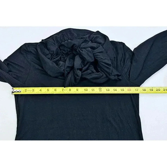 Ronen Chen Size 3 Women's Black Long Sleeve Ruffle Pig Tail Style Pullover Top - Picture 3 of 8